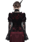 Eva Lady Womens Elegant Victorian Gothic Ruched Velvet & Lace Blouse Top