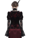 Eva Lady Womens Elegant Victorian Gothic Ruched Velvet & Lace Blouse Top