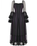 Dark In Love Womens Long Gothic Layered Maxi Dress - Purple & Black