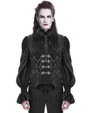 Devil Fashion Mens Gothic Vampire Chained Crucifix Jacquard Waistcoat Vest