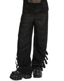 Punk Rave Mens Dark Gothic Cyberpunk Wide-Leg Strapping Pants