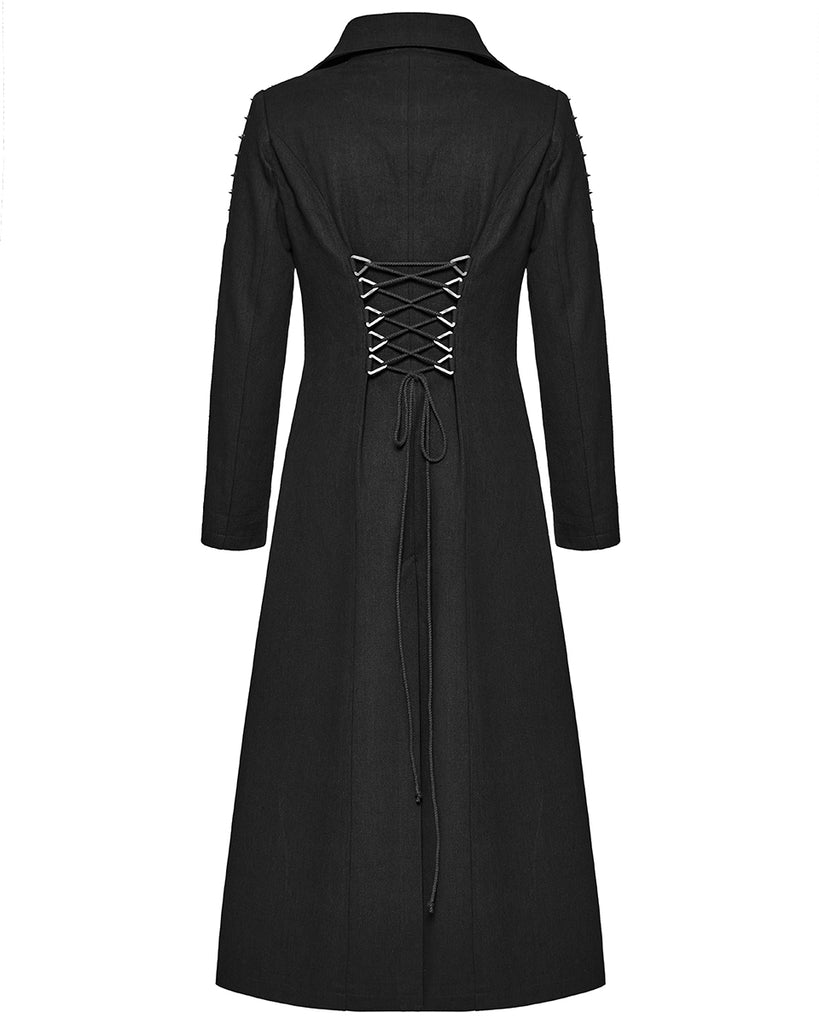 Punk Rave Mens Long Industrial Gothic Punk Studded Trench Coat