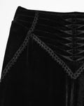Punk Rave Womens Gothic Velvet & Lace Flared Leggings