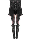 Eva Lady Womens Elegant Gothic Crucifix Embellished Corset With Fringed Mesh Train