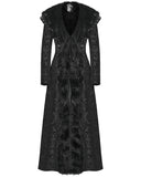 Punk Rave Womens Long Gothic Aristocrat Jacquard & Faux Fur Winter Coat