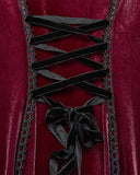 Punk Rave Daily Life Womens Long Gothic Velvet Applique Maxi Dress - Red