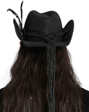 Punk Rave Mens Apocalypse Wasteland Punk Western Skulls Cowboy Hat - Black