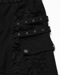Punk Rave Mens Apocalptic Gothic Studded Shredded Mesh Inset Pants