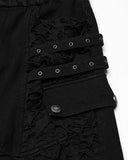 Punk Rave Mens Apocalptic Gothic Studded Shredded Mesh Inset Pants