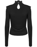 Punk Rave Daily Life Womens Elegant Gothic Swing Collar Lace Inset Top