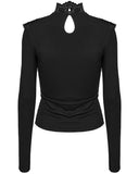 Punk Rave Daily Life Womens Elegant Gothic Swing Collar Lace Inset Top