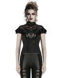 Punk Rave Womens Elegant Gothic Floral Lace Applique Blouse Top