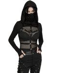 Punk Rave Womens Fishnet Strapping Hooded Muffler Top