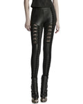 Punk Rave Womens Gothic Lace Applique Cutout Leggings