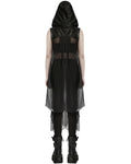 Punk Rave Womens Gothic Cyberpunk Hooded Harness Chiffon Cloak Cape
