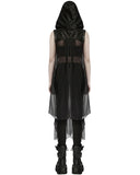 Punk Rave Womens Gothic Cyberpunk Hooded Harness Chiffon Cloak Cape