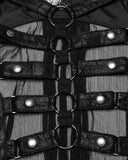 Punk Rave Womens Gothic Cyberpunk Hooded Harness Chiffon Cloak Cape