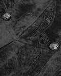 Devil Fashion Mens Long Gothic Victorian Damask Velvet Coat - Black