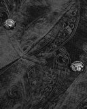 Devil Fashion Mens Long Gothic Victorian Damask Velvet Coat - Black