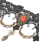 Dark In Love Elegant Gothic Lace Heart Choker Necklace - Black & Red