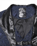 Punk Rave Mens Dark Victorian Gothic Damask Jacquard Waistcoat Vest - Blue