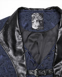 Punk Rave Mens Dark Victorian Gothic Damask Jacquard Waistcoat Vest - Blue