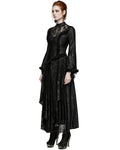 Punk Rave Womens Dark Apocalyptic Shredded Mesh & Lace Splicing Maxi Dress