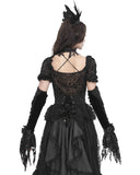 Devil Fashion Womens Long Gothic Velvet & Lace Rose Embellished Opera Gloves