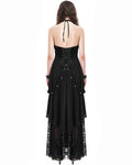 Devil Fashion Womens Long Gothic Punk Lace Up Strapping Maxi Dress