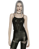 Punk Rave Daily Life Womens Cyberpunk Faux Leather & Mesh Skull Camisole Vest Top