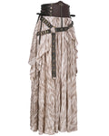 Devil Fashion Womens Long Victorian Steampunk Gothic Straps Maxi Skirt Off White