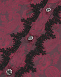 Devil Fashion Mens Gothic Crucifix Paisley Jacquard Dress Shirt & Cravat - Red & Black