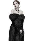 Devil Fashion Covetous Nature Womens Long Gothic Ballgown Wedding Dress - Black Velvet & Lace