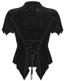 Punk Rave Womens Gorgeous Gothic Embossed Rose Velvet & Lace Blouse Top