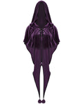 Punk Rave Daily Life Womens Velvet Gothic Lolita Hooded Split Tails Bolero Cape - Purple