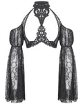 Dark In Love Womens Gothic Lace Cutout Flared Sleeve Bolero Shrug Top