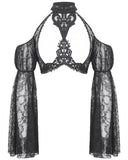 Dark In Love Womens Gothic Lace Cutout Flared Sleeve Bolero Shrug Top