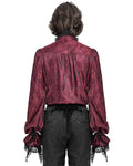 Devil Fashion Mens Gothic Crucifix Paisley Jacquard Dress Shirt & Cravat - Red & Black