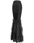 Eva Lady Dark Devore Baroque Gothic Velvet Chained Mermaid Skirt - Black