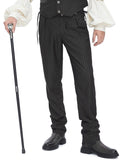 Devil Fashion Mens Tennyson Striped Gothic Lacing Dress Pants - Black