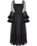 Dark In Love Womens Long Gothic Layered Maxi Dress - Purple & Black