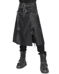 Devil Fashion Mens Dark Gothic Punk Chains Faux Leather Split Kilt Skirt