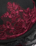 Devil Fashion Womens Baroque Gothic Rose Embellished Hat - Black & Red