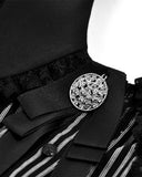 Dark In Love Womens Gothic Peter Pan Collar Striped Blouse Top