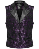 Punk Rave Mens Dark Gothic Skull Jacquard Waistcoat Vest Top Purple & Black