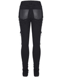 Devil Fashion Womens Apocalyptic Punk Shredded Chain & Strap Skinny Jeans