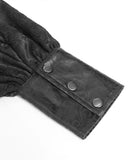 Devil Fashion Mens Dark Gothic Aristocrat Studded Jacquard Dress Shirt - Black