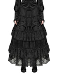 Dark In Love Womens Long Gothic Layered Rose Lace Maxi Skirt