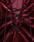 Punk Rave Daily Life Womens Velvet Gothic Lolita Hooded Split Tails Bolero Cape - Red