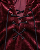 Punk Rave Daily Life Womens Velvet Gothic Lolita Hooded Split Tails Bolero Cape - Red